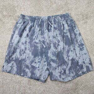 Skora Shorts Mens Large Blue/Gray Quick Dry‎ Lined Drawstring w/ 7" inseam